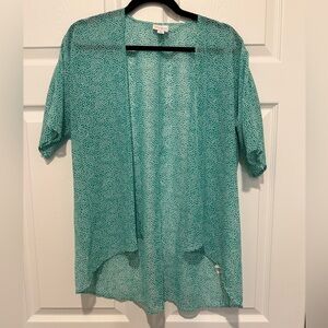 LuLaRoe Teal Patterned Open-Front Bianca Kimono